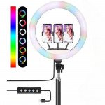 Wholesale Ring Light 14" RGB Ringlight 3 Cell Phone Holder 18 RGB Colors Dimmable LED Ring Light for Photography Shooting TIK Tok YouTube Video Recording Live Streaming Makeup (No Stand) (RGB)